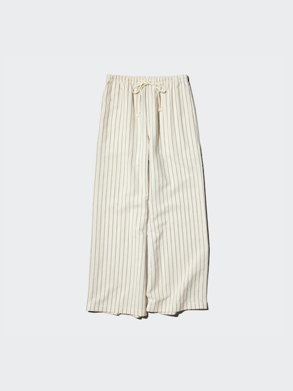 NWT UNIQLO Striped Linen Blend Easy Pants Off White Wide Leg with Drawstring (S)